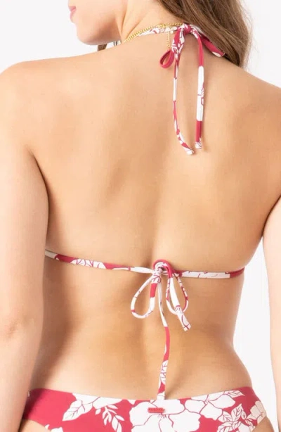 Roxy Hibiscus Hideaway Triangle Bikini Top In Red