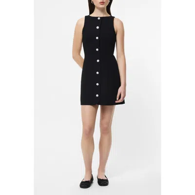 French Connection Azra Buttoned Twill Minidress In Black