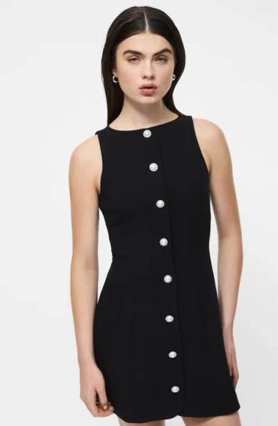 French Connection Azra Buttoned Twill Minidress In Black
