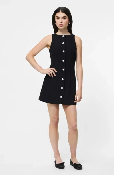French Connection Azra Buttoned Twill Minidress In Black