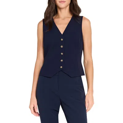 Tahari Asl Women's Stretch Crepe Button-front Vest In Blue