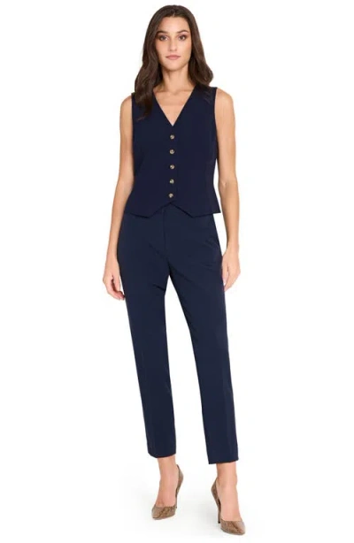 Tahari Asl Women's Stretch Crepe Button-front Vest In Blue