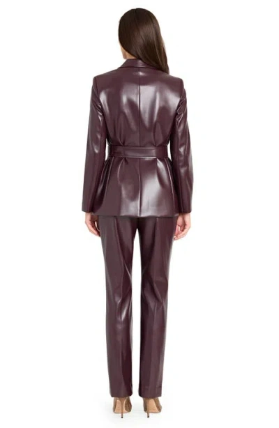 Tahari Asl Womens Long Sleeve Belted Jacket Mid Rise Full Length Pants In Purple