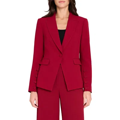 Tahari Asl Plus Size Long-sleeve One-button Blazer In Red