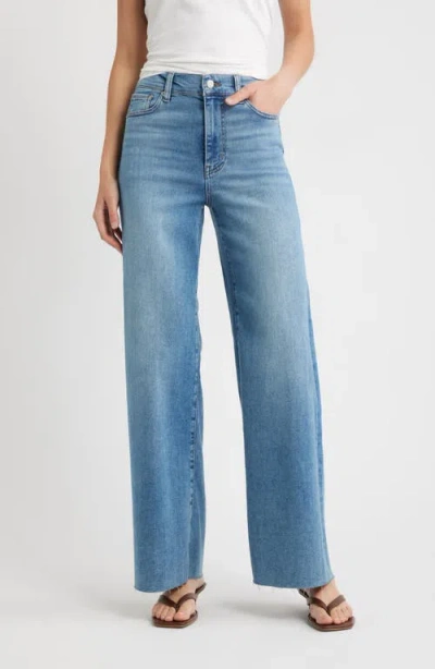 Frame Le High 'n' Tight Wide Leg Raw Cut Jeans In Blue