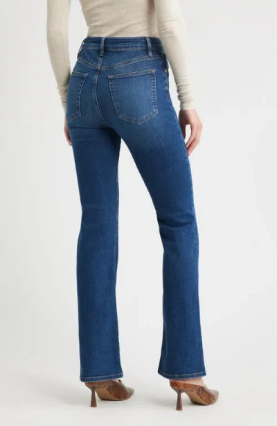 Frame Denim Le High Straight Long Raw Fray Jeans In Blue