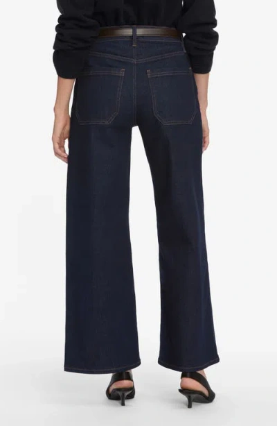 Frame Le Pixie Slim Palazzo Patch Pocket High Waist Wide Leg Jeans In Blue