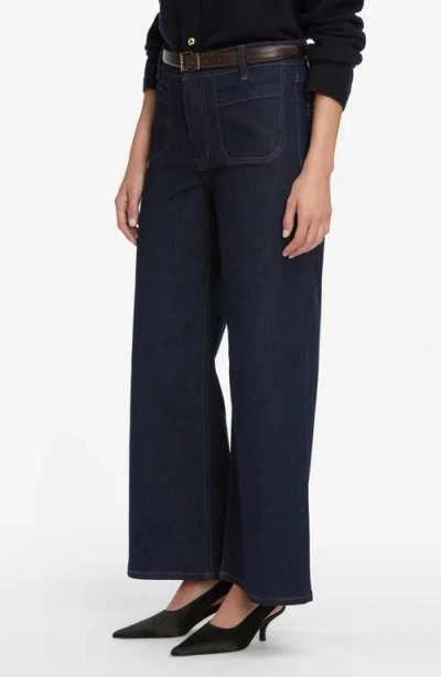 Frame Le Pixie Slim Palazzo Patch Pocket High Waist Wide Leg Jeans In Blue