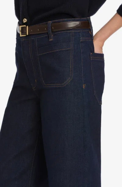 Frame Le Pixie Slim Palazzo Patch Pocket High Waist Wide Leg Jeans In Blue