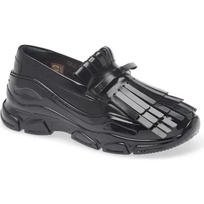 Simone Rocha Tracker Loafer Fringed Leather Sneakers In Black