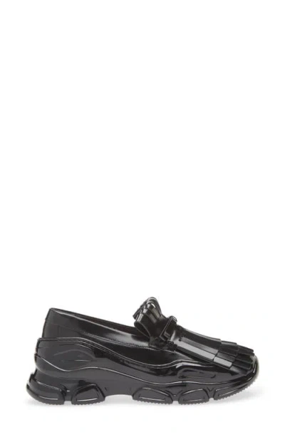 Simone Rocha Tracker Loafer Fringed Leather Sneakers In Black
