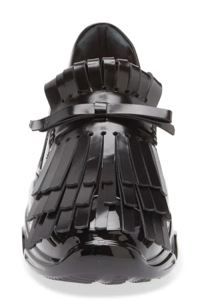 Simone Rocha Tracker Loafer Fringed Leather Sneakers In Black