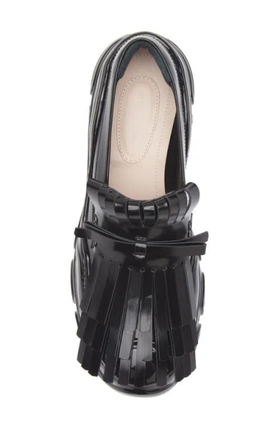 Simone Rocha Tracker Loafer Fringed Leather Sneakers In Black