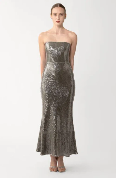 Sau Lee Ciara Sequin Strapless Mermaid Gown In Green