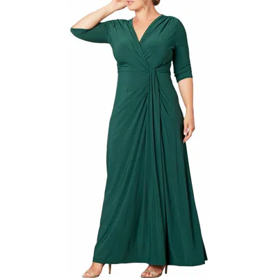 Kiyonna Romanced By Moonlight Glitter A-line Jersey Gown In Green