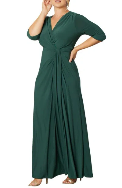 Kiyonna Romanced By Moonlight Glitter A-line Jersey Gown In Green