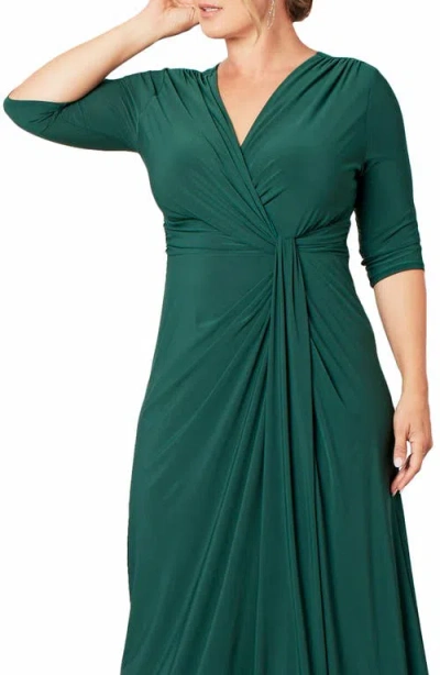 Kiyonna Romanced By Moonlight Glitter A-line Jersey Gown In Green