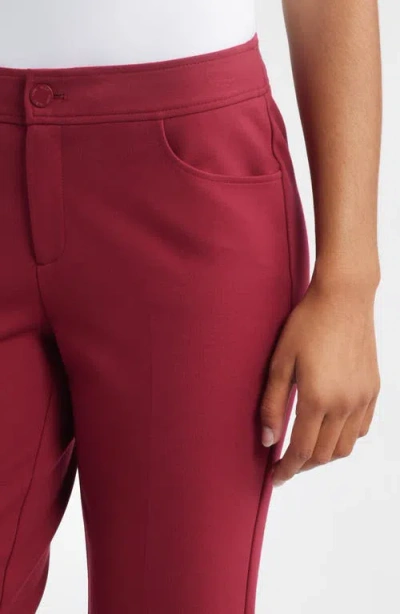 Anne Klein Flat Front Bootcut Pants In Red