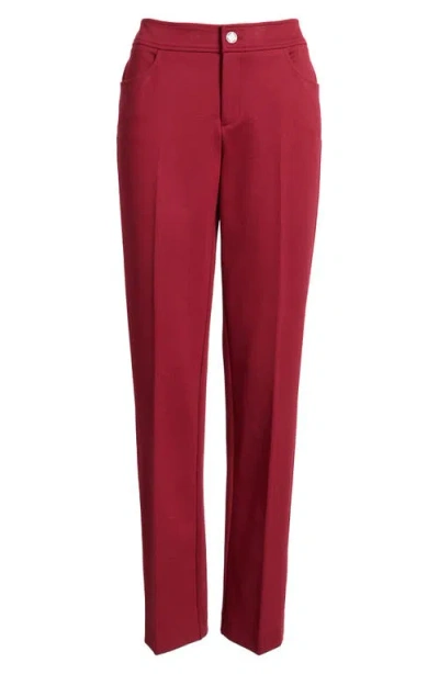 Anne Klein Flat Front Bootcut Pants In Red