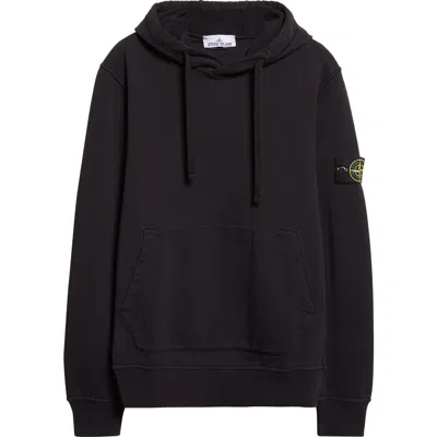 Stone Island Black Fleece Cotton Hoodie In Black