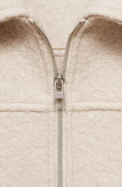 Mango Wool Blend Faux Shearling Field Jacket In White