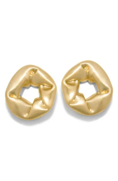 Completedworks Big Scrunched Open Circle Drop Earrings In Gold