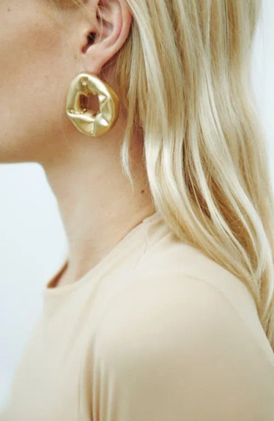 Completedworks Big Scrunched Open Circle Drop Earrings In Gold