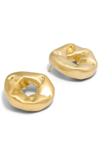 Completedworks Big Scrunched Open Circle Drop Earrings In Gold