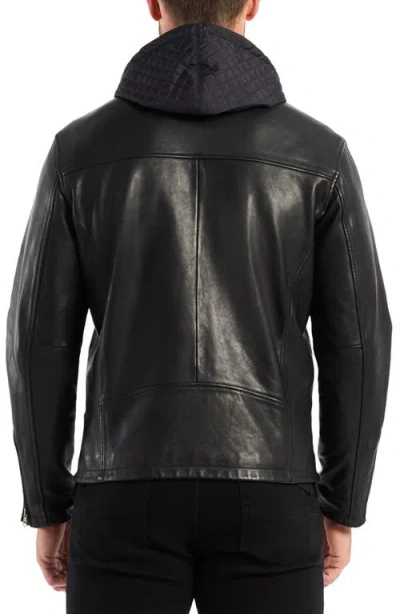 Robert Graham Cedro Leather Moto Jacket With Removable Quilted Bib In Black