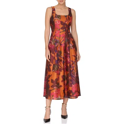 Avec Les Filles Paneled Midi Dress In Multi