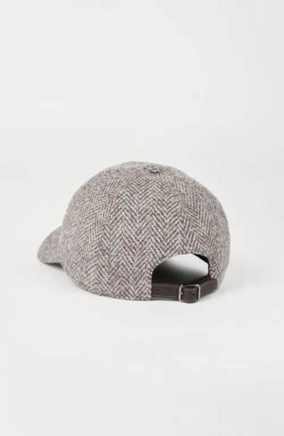 Brunello Cucinelli Bead-embellished Herringbone Wool-blend Tweed Cap In Neutral