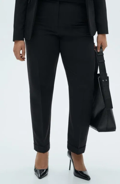 Mango Straight Suit Pants In Black