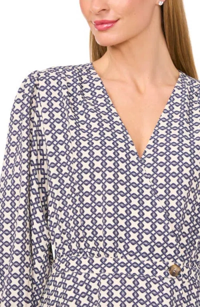 Ted Baker Geo Print Long Sleeve Minidress In White