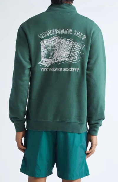 Palmes Remember Quarter Zip Graphic Pullover In Green