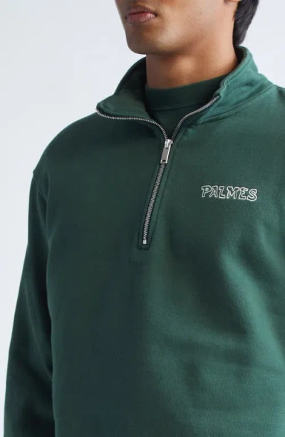 Palmes Remember Quarter Zip Graphic Pullover In Green