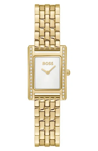 Hugo Boss Boss Lucy Precious Rectangular Watch, 18.5mm In Gold