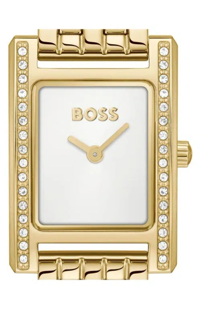 Hugo Boss Boss Lucy Precious Rectangular Watch, 18.5mm In Gold