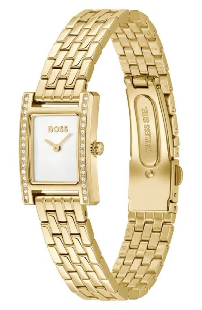 Hugo Boss Boss Lucy Precious Rectangular Watch, 18.5mm In Gold