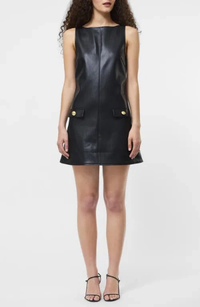 French Connection Dessa Faux Leather Mini Dress In Black