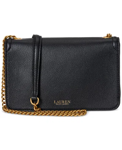 Ralph Lauren Bradley Small Pebbled Leather Crossbody Wallet In Black