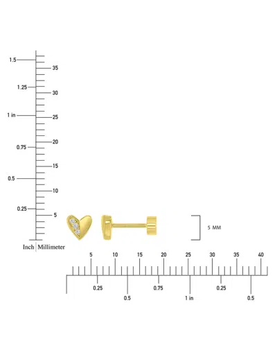 Macy's Cubic Zirconia Heart Stud Earrings (1/20 Ct. T.w.) In 14k Gold-plated Sterling Silver In Gold