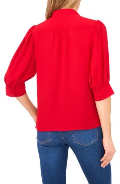 Cece Collared Button Down Blouse In Red
