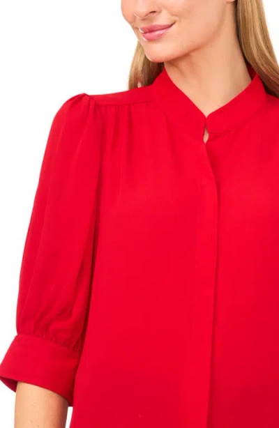Cece Collared Button Down Blouse In Red