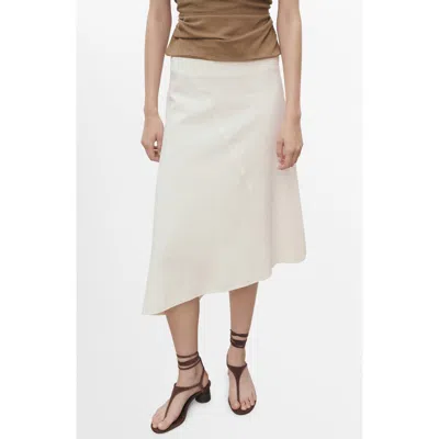 Mango Women's Asymmetrical Cotton Midi Skirt In White