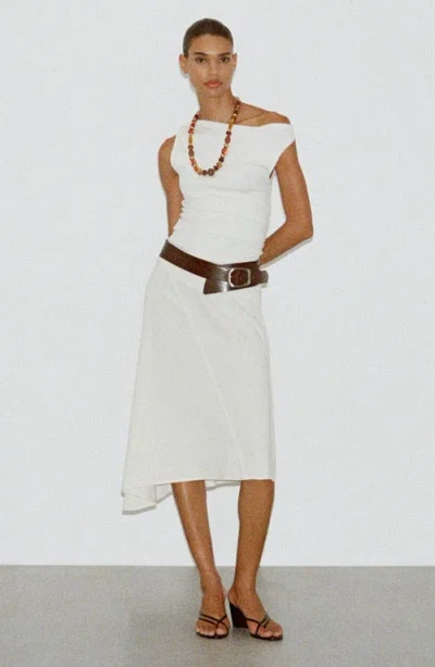 Mango Women's Asymmetrical Cotton Midi Skirt In White