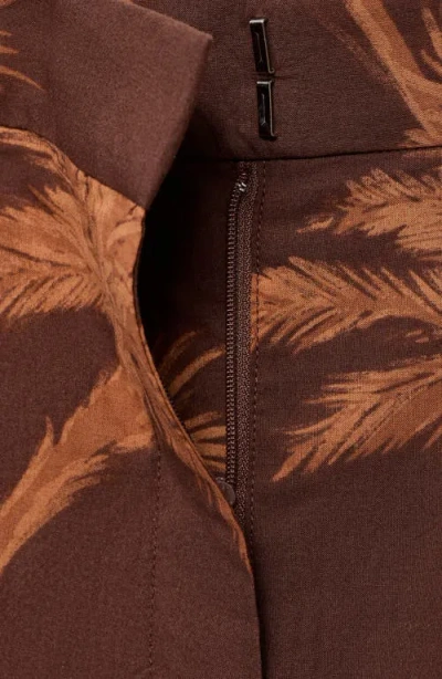 Mango Cotton Bermuda Shorts With Palm Tree Print Brown In Brown