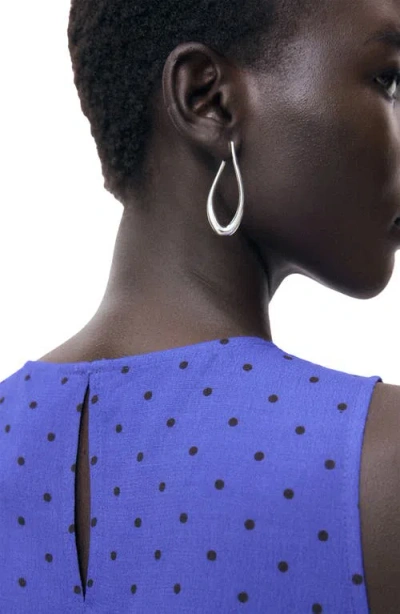 Mango Polka-dot Dress With Bow Blue In Blue