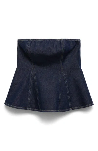 Mango Denim Peplum Top Open Blue In Blue
