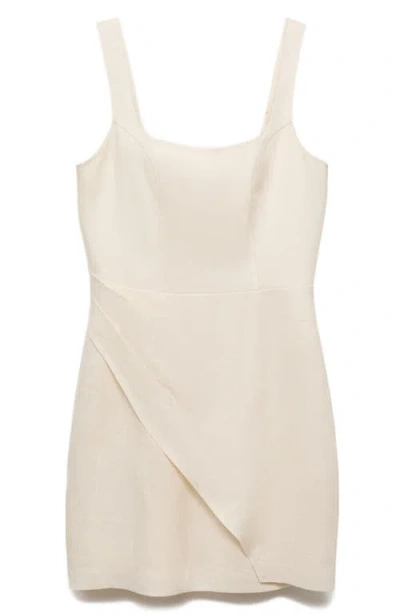 Mango Drape Linen Minidress In Neutral