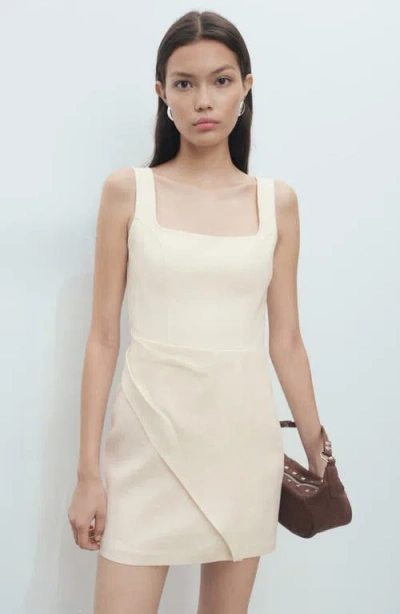 Mango Drape Linen Minidress In Neutral